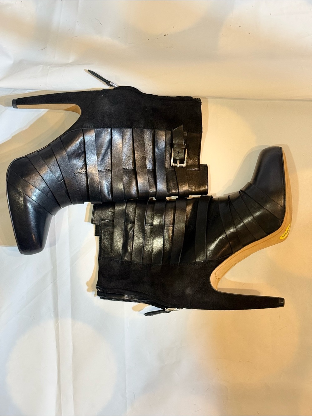 NEW Sam Edelman Black Leather Ankle Boots Size 9 Strappy Buckle 5" Heel Platform